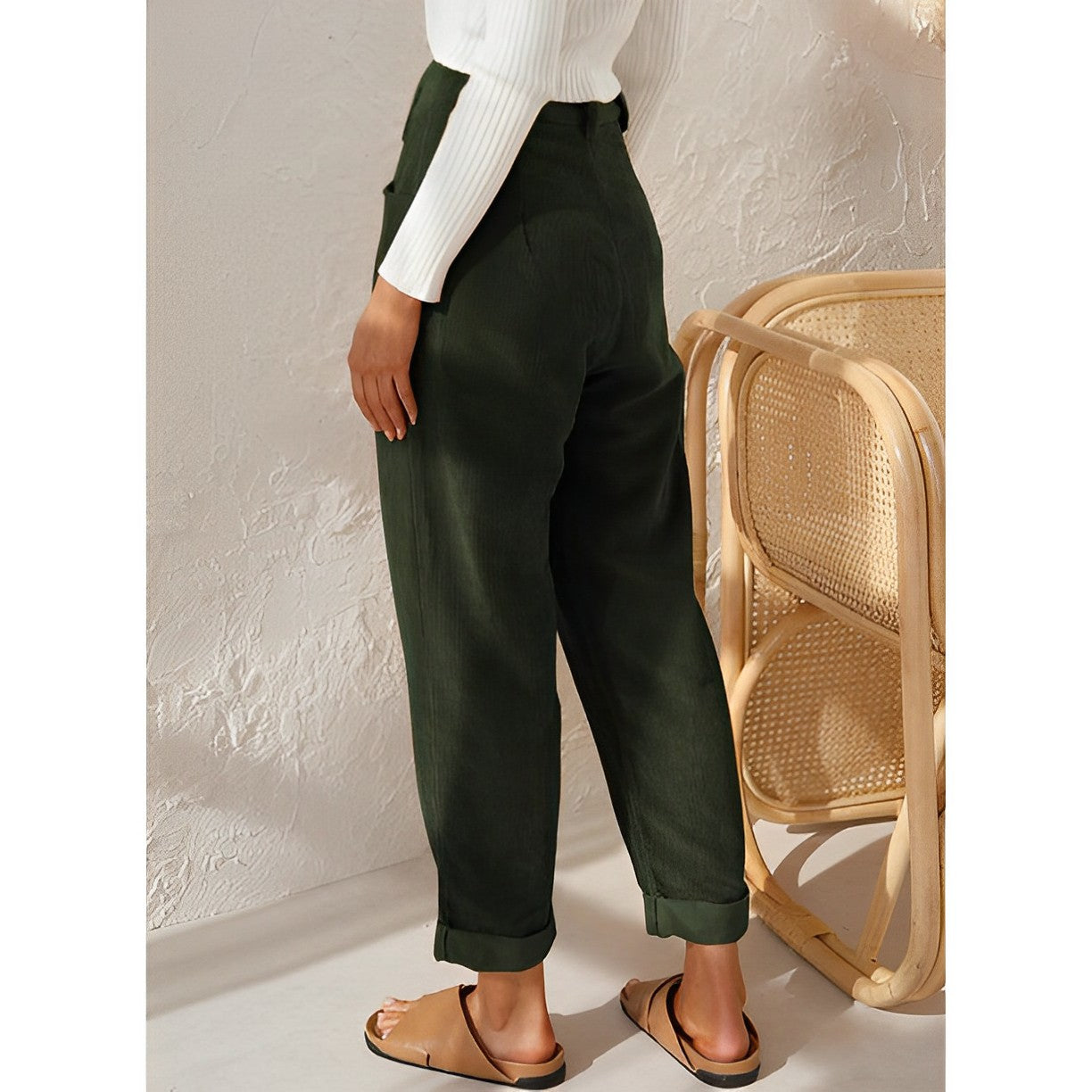 Marguerite | Corduroy broek met hoge taille voor dames - Vintage & comfortabele broek
