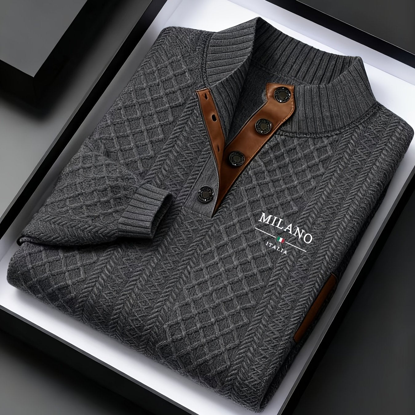 Denric | Standkraag jacquard gebreide trui, gestructureerde pullover voor herfst- en winterkleding, warme outdoor trui