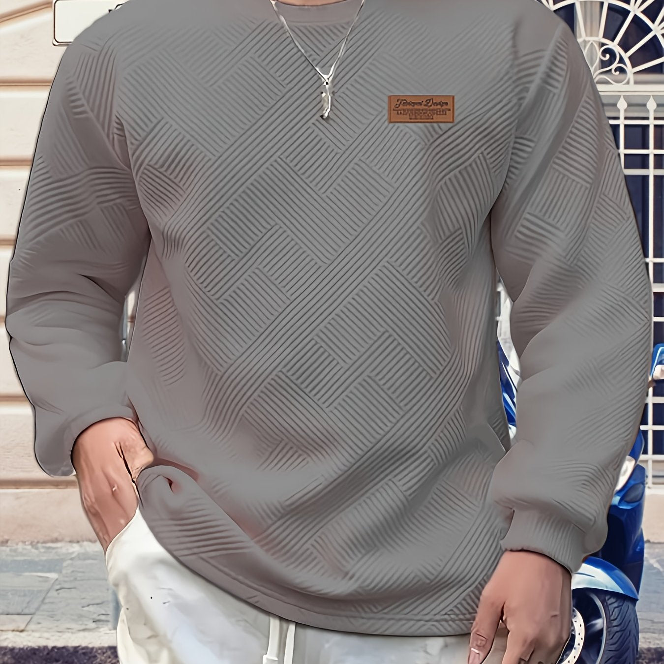 Eirikur | Zwaar geometrisch sweatshirt met ronde hals – Casual pullover, comfortabel in de herfst en winter