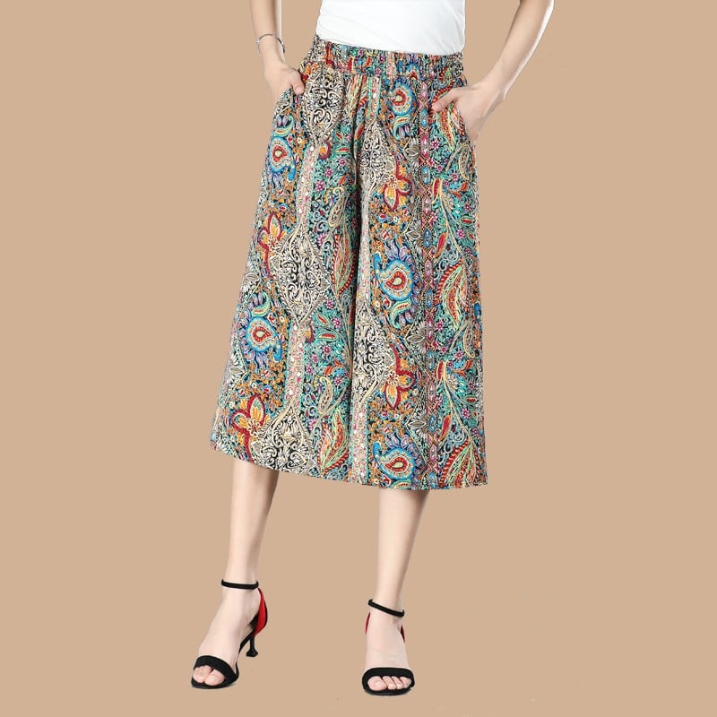 Wieslawa | Damesbroek met hoge taille en wijde pijpen van chiffon - Vloeiende lichtgewicht broek