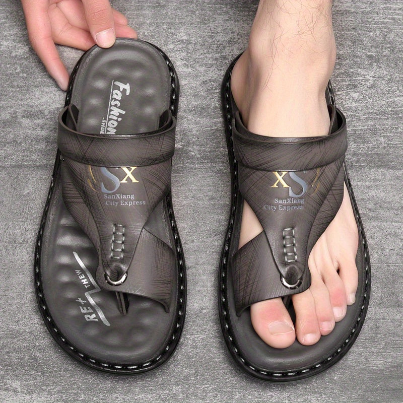 Xhavit | Heren sandalen van echt leer met teenlus hakband - comfortabel en casual