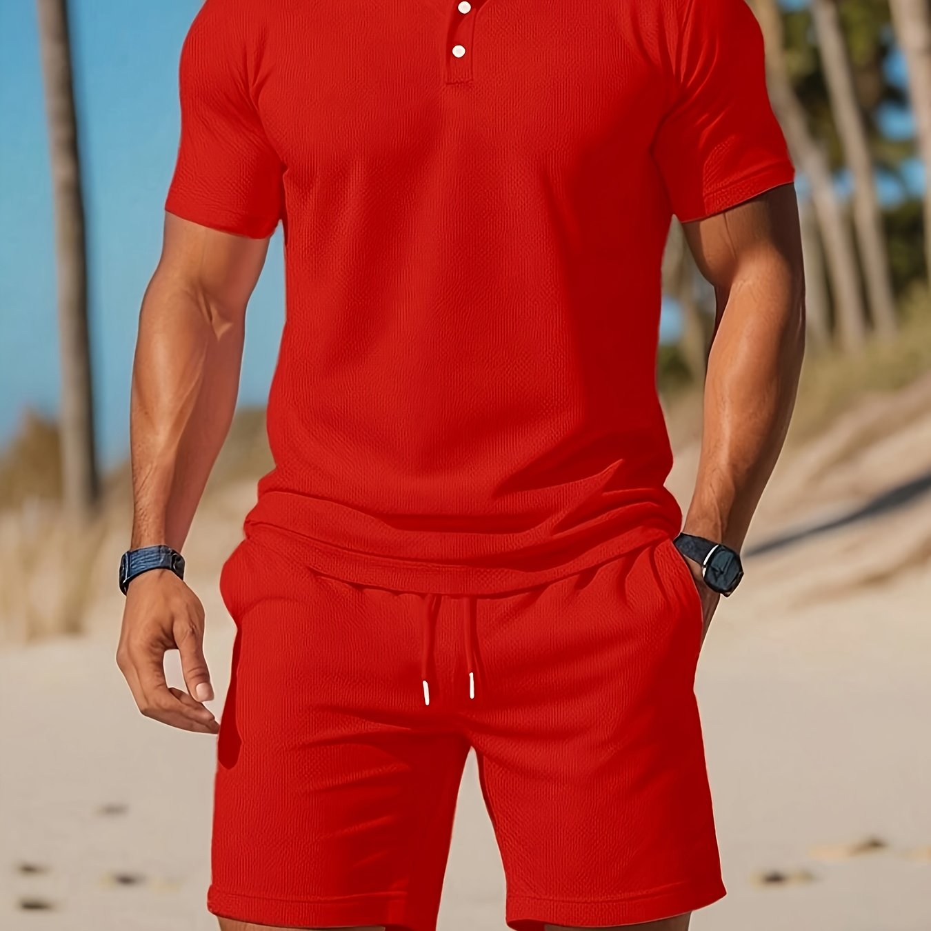 Galix | Heren 2-delig zomers Polo & shortset - Casual effen kleur, ademend mesh
