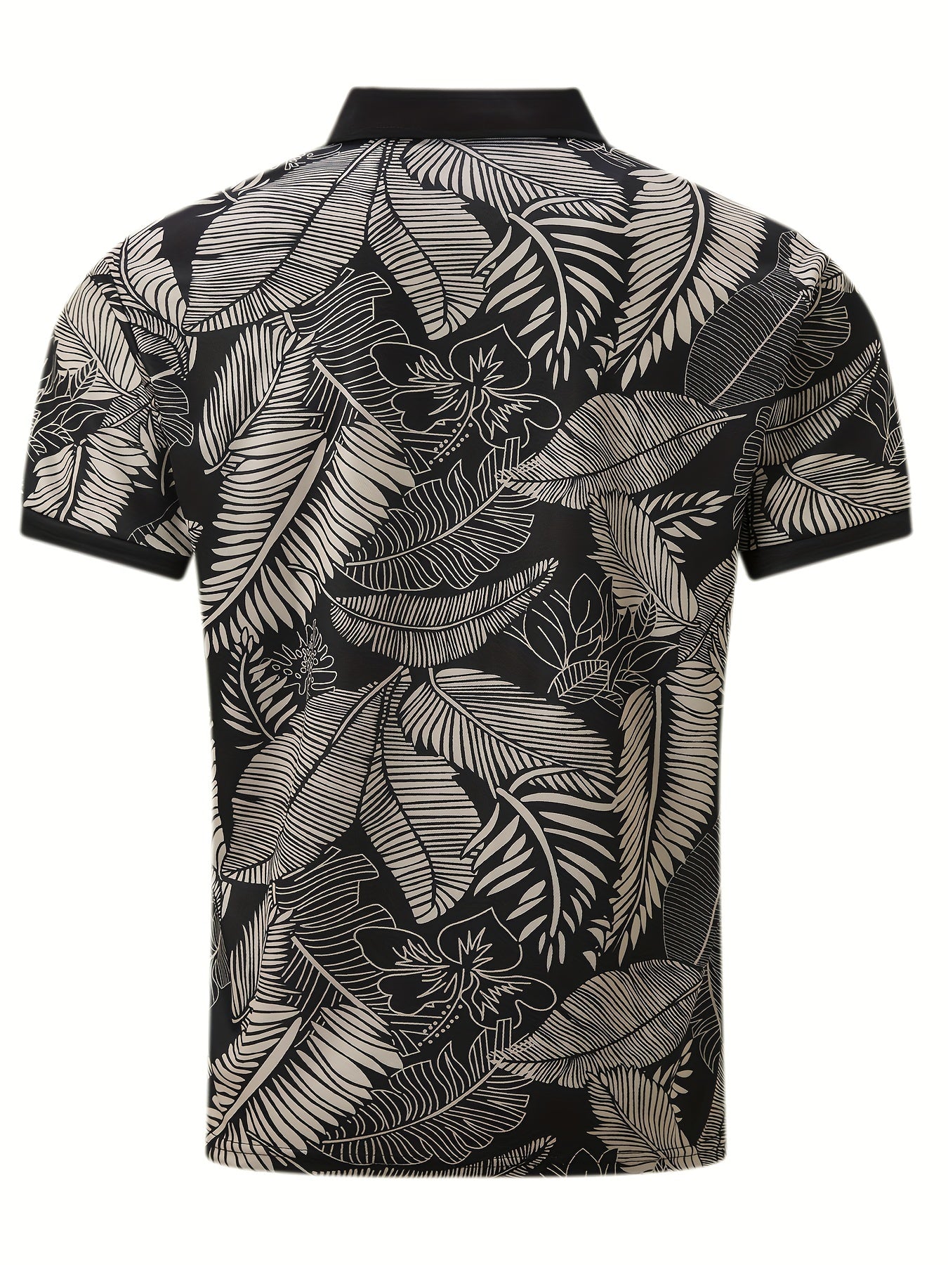 Virgil | Herenpoloshirt met tropische bladerenprint - korte mouwen, regular fit