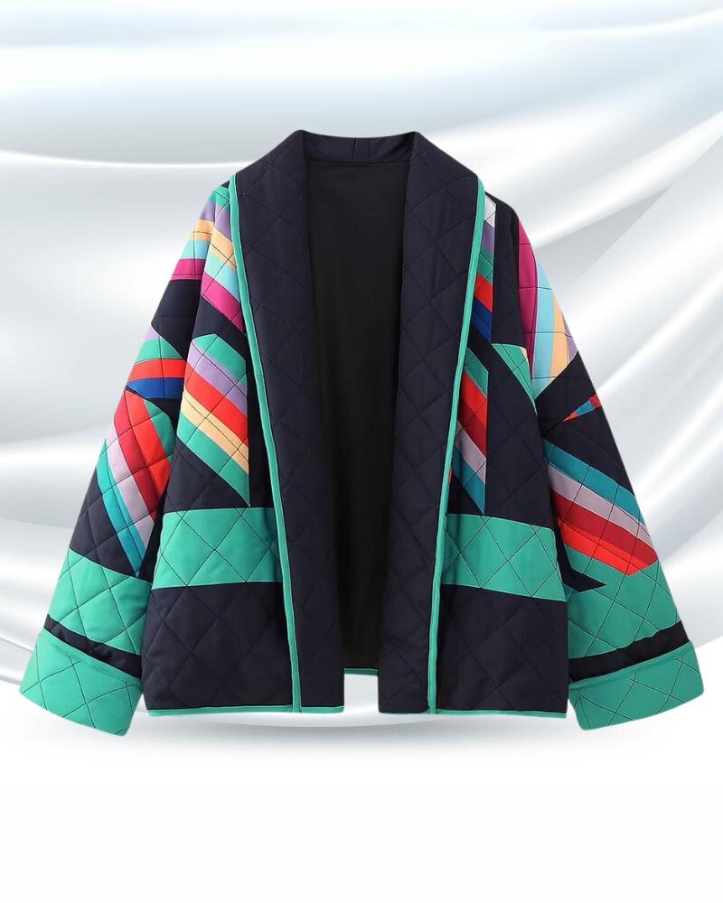 Norynna | Oversized veelkleurige jas met open voorkant voor dames, casual vest, lichtgewicht jas