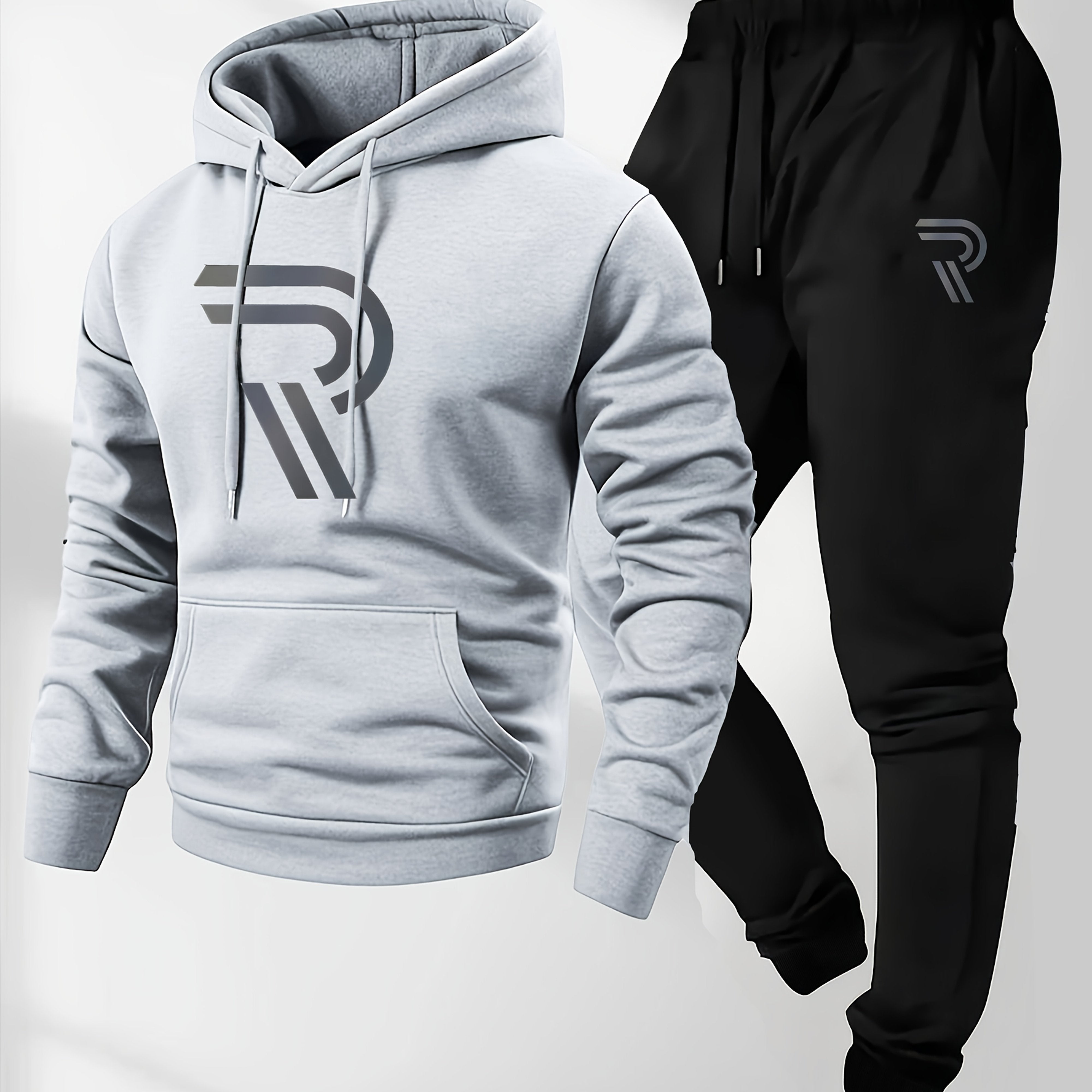 Knudsen | Sportieve hoodie en joggingbroek voor heren – “R”-logo, casual trainingspak, herfst/winter
