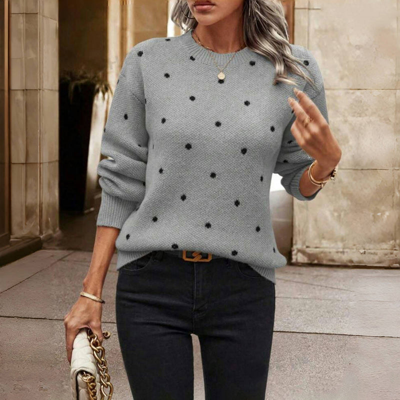 Valdis | Elegante gebreide trui met stippen – zachte katoenmix pullover voor casual en chique outfits