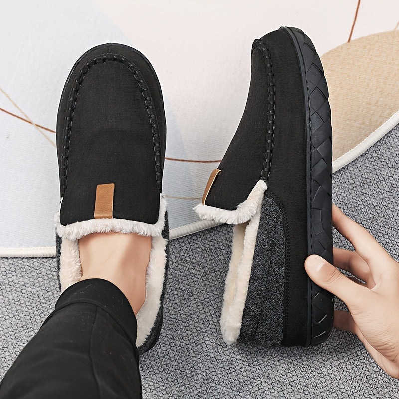 Furrion | Herenloafers met bontvoering – Instap slippers met traagschuim, casual herfst-/winterschoenen