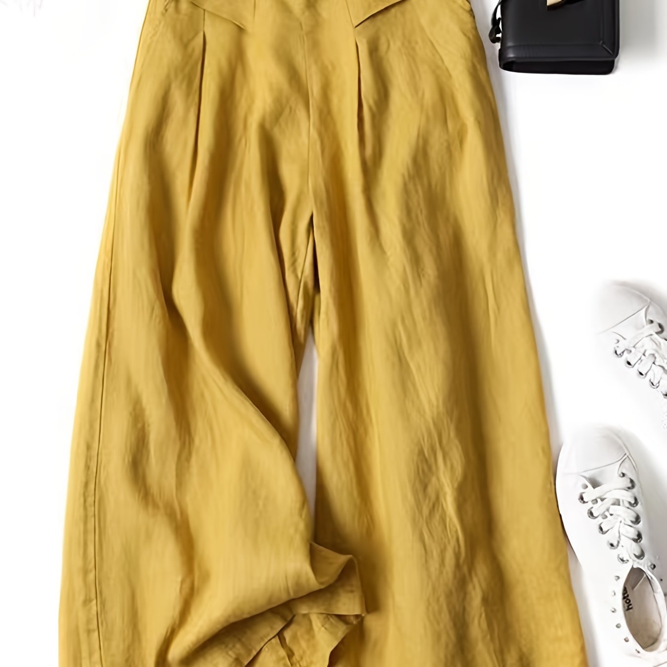 Maxie | Damesbroek met wijde pijpen van viscose linnen - Retro Casual Zomerbroek
