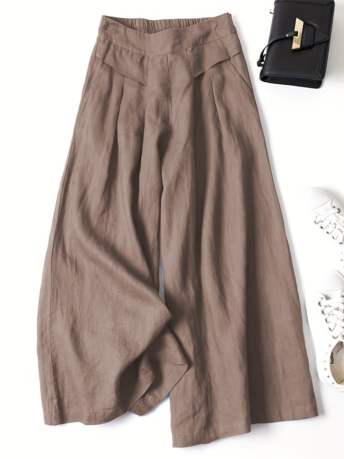 Maxie | Damesbroek met wijde pijpen van viscose linnen - Retro Casual Zomerbroek