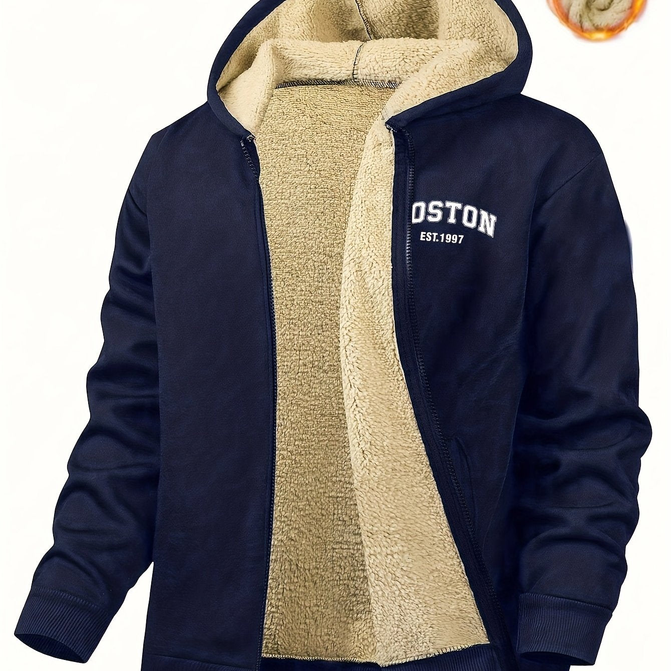 Zayden | Heren fleece gevoerde hoodie met ritssluiting – Casual hoodie met letterprint