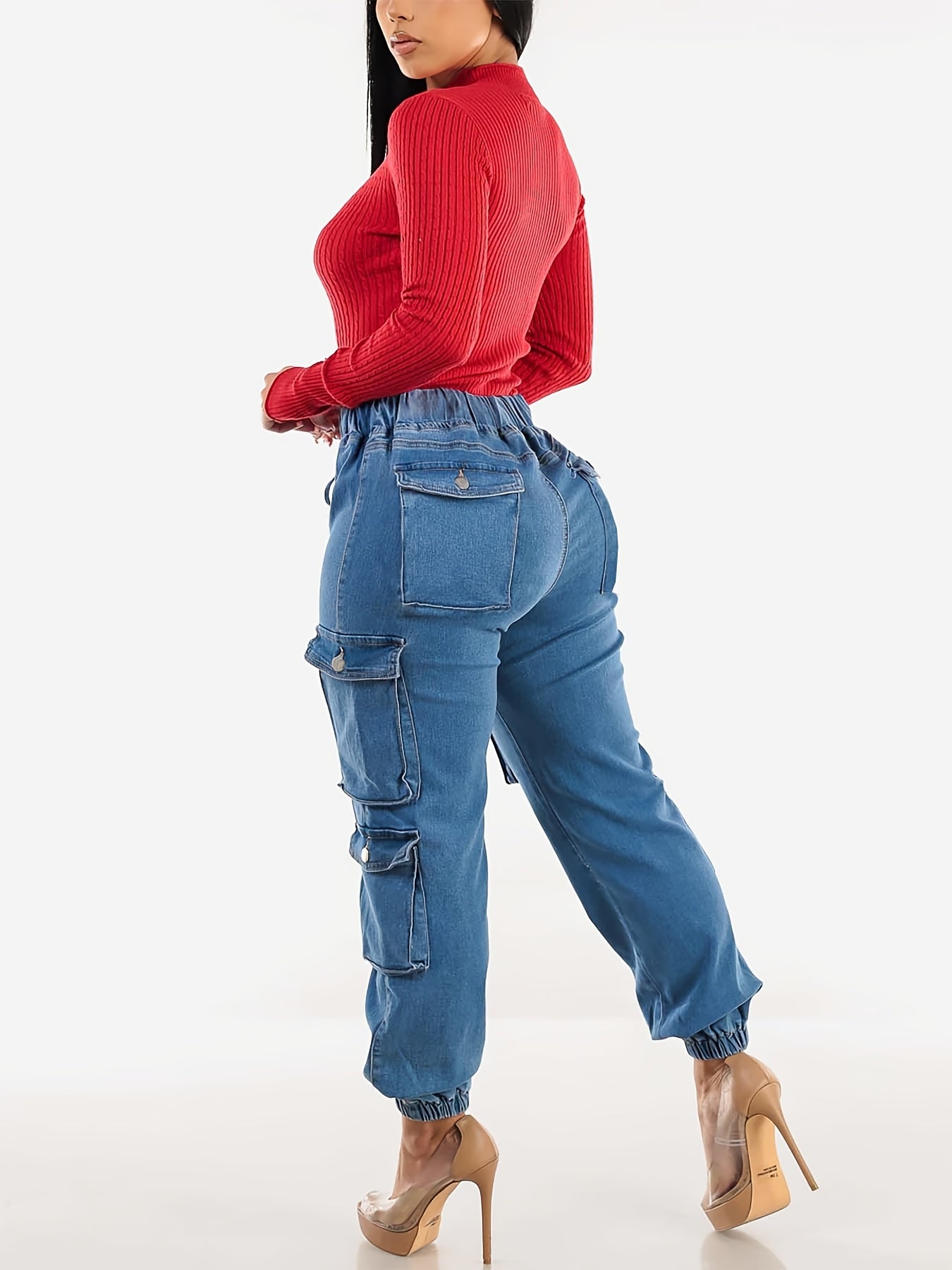 Vjollca | Cargo jeans met hoge stretch voor dames - handige zakken, comfortabele pasvorm