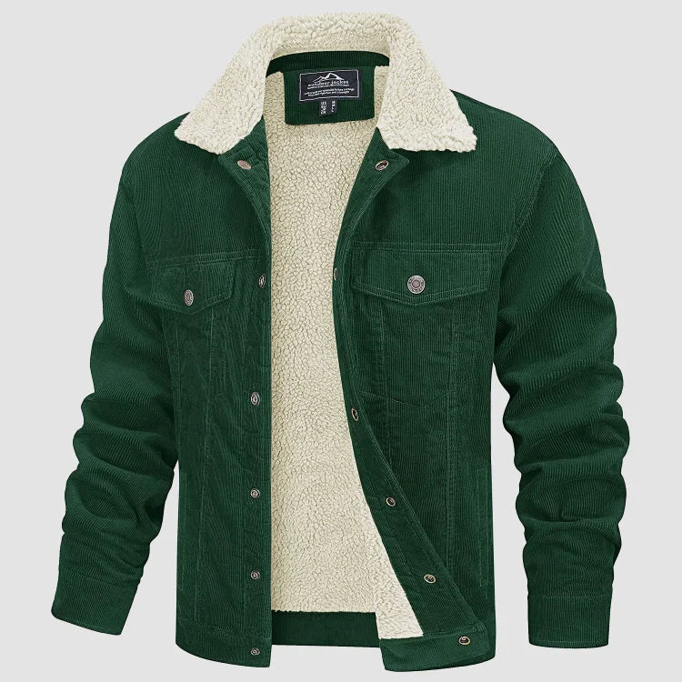 Ingarsson | Herenjas van corduroy met fleecevoering, drukknopen, casual en stijlvolle bovenkleding