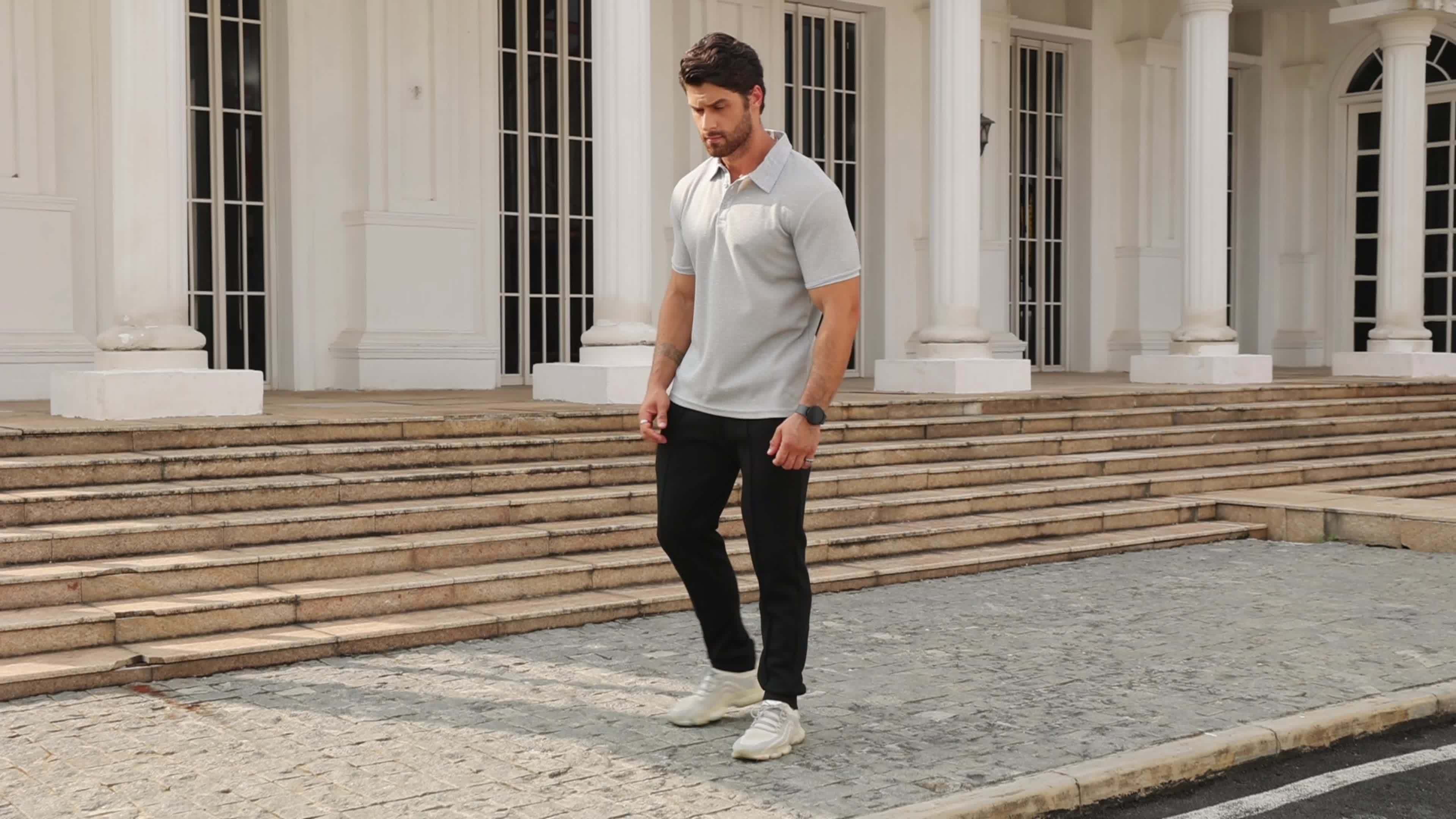 Wade | Wafel gebreid heren poloshirt - stijlvolle casual top