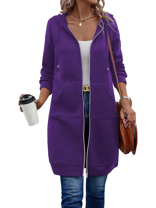 Nicolina | Lange damesjas met capuchon en ritssluiting – Warme, lichtgewicht, casual bovenkleding