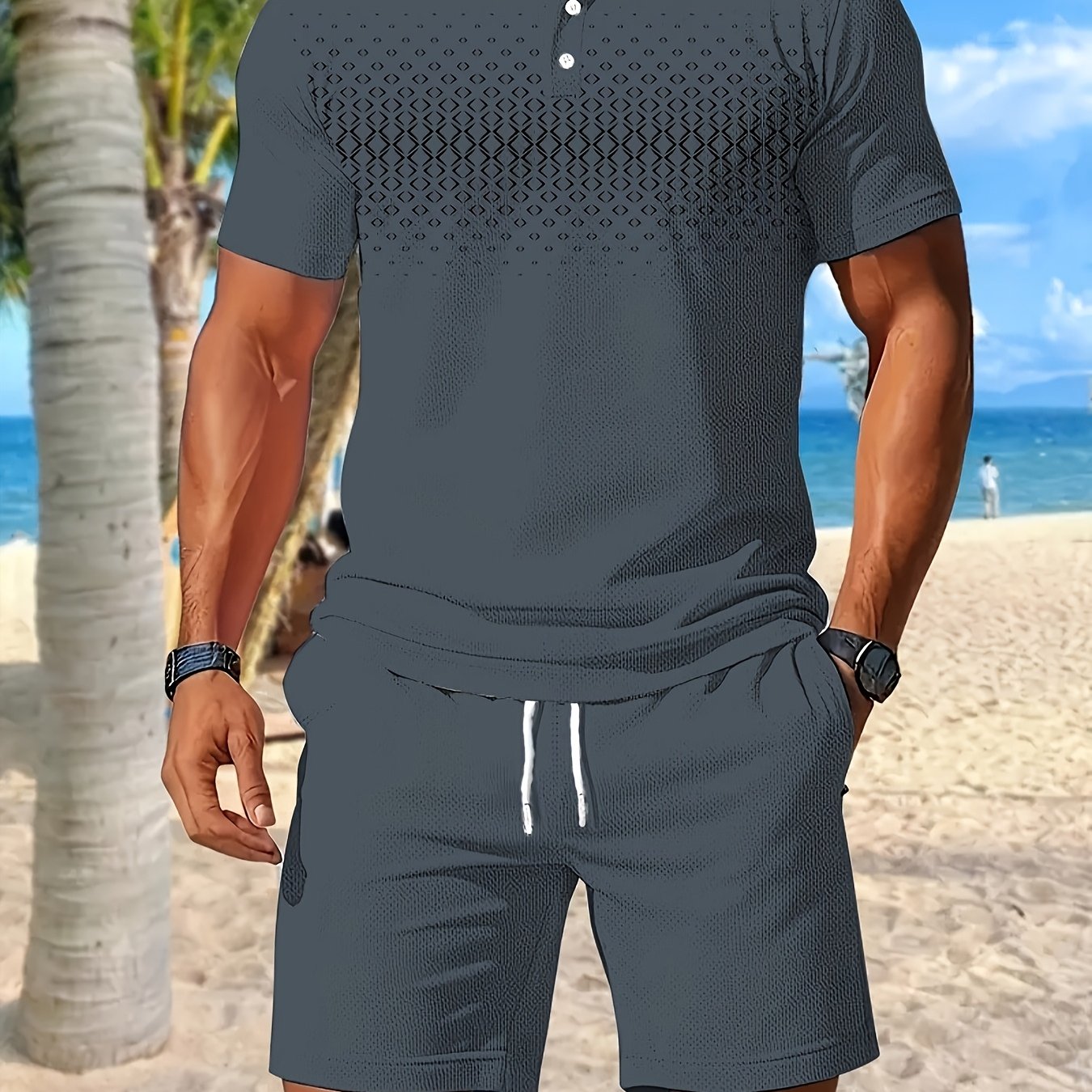 Baylor | Herenset 2-delig zomersportief - poloshirt & koordshort met zakken