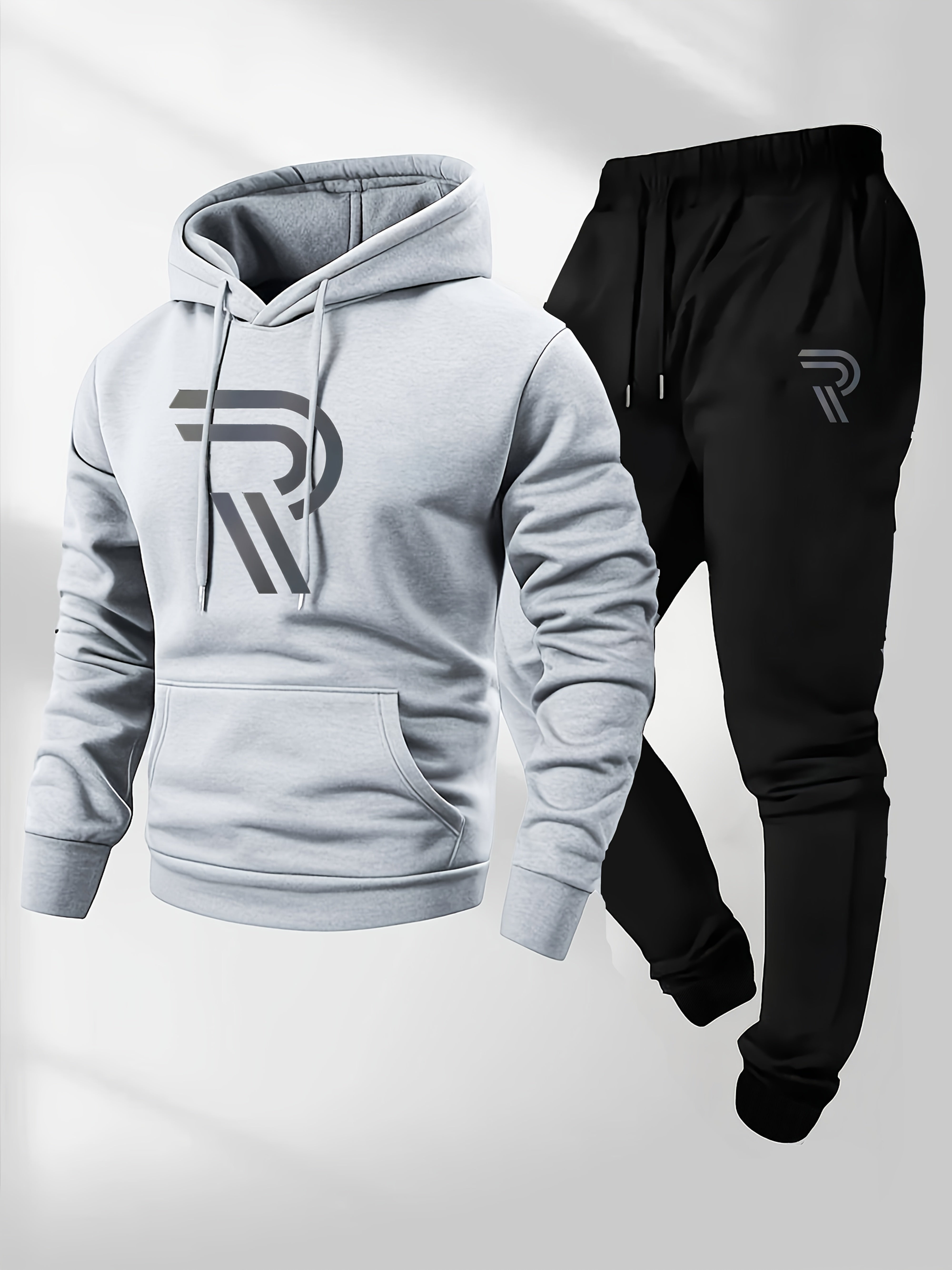 Knudsen | Sportieve hoodie en joggingbroek voor heren – “R”-logo, casual trainingspak, herfst/winter