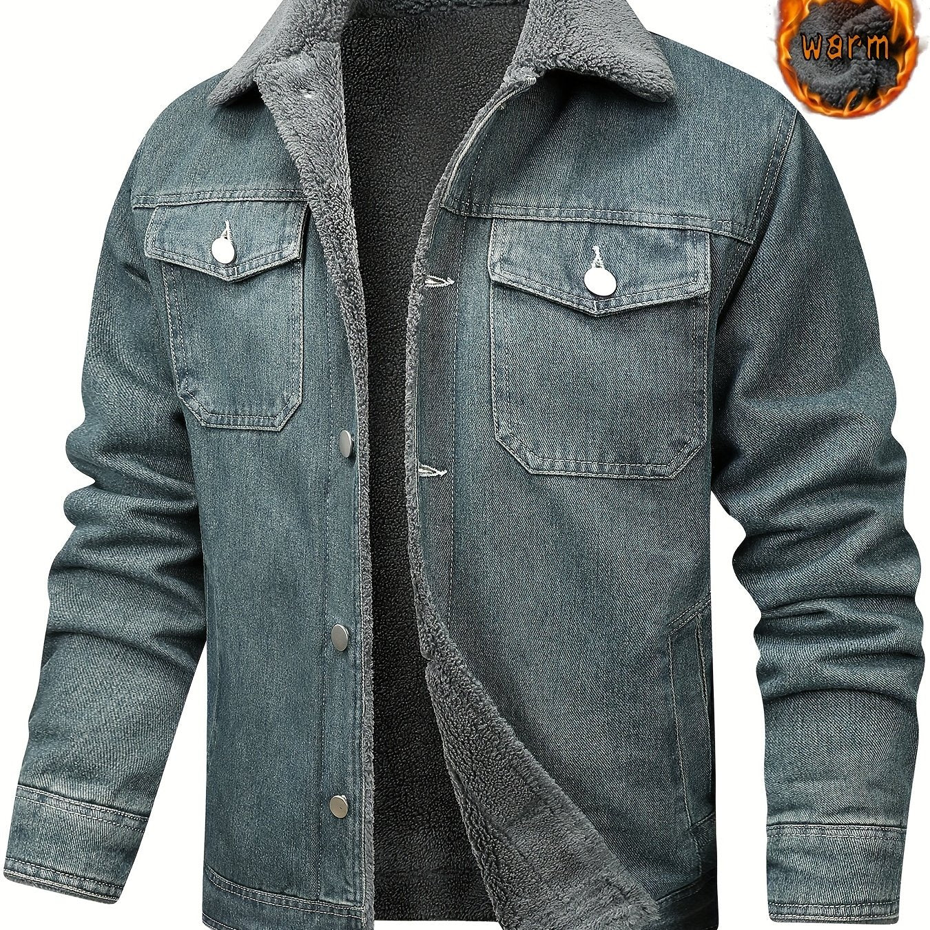 Gunter | Vintage gewassen spijkerjas voor heren met fleecevoering – Warme casual winterjas