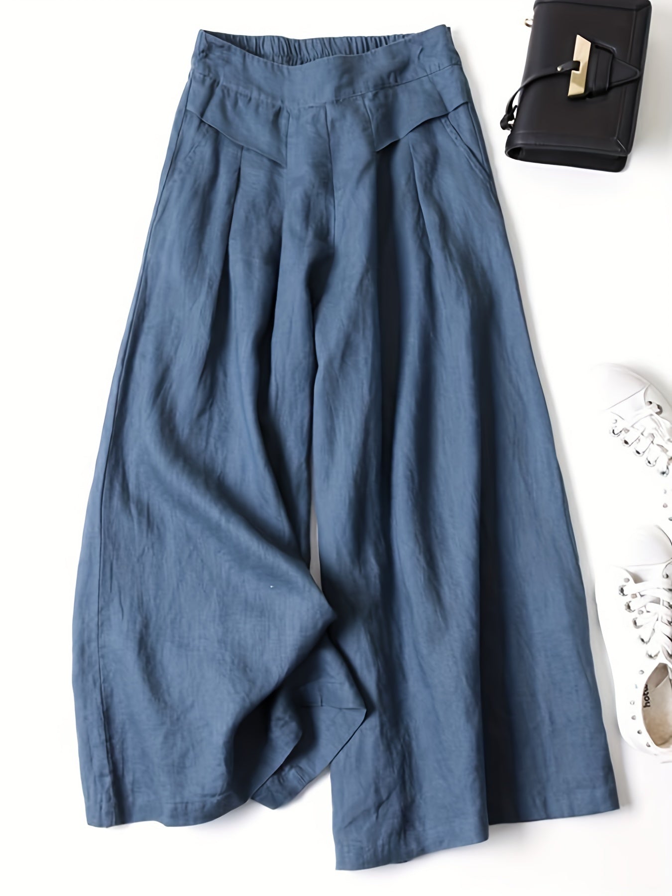 Maxie | Damesbroek met wijde pijpen van viscose linnen - Retro Casual Zomerbroek