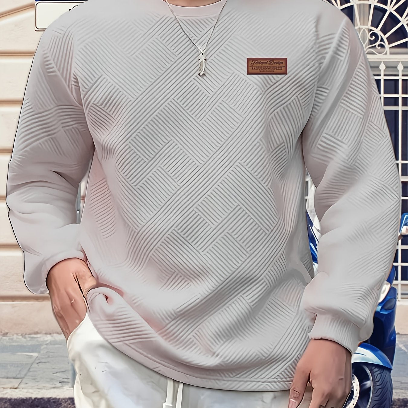 Eirikur | Zwaar geometrisch sweatshirt met ronde hals – Casual pullover, comfortabel in de herfst en winter