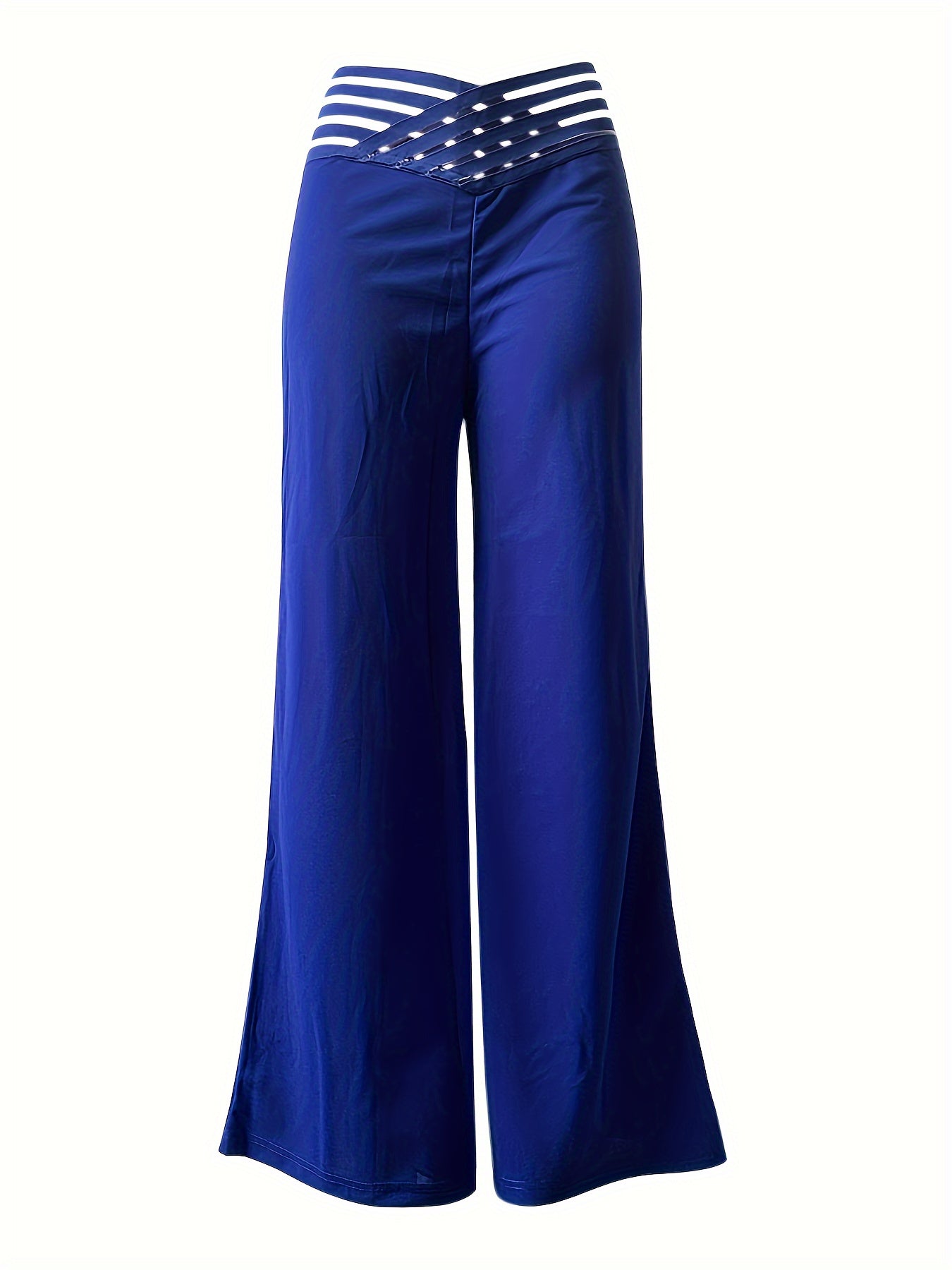 Syrene | Hoge taille broek met wijde pijpen voor dames – Elegant kruisdetail, rekbaar, comfortabel