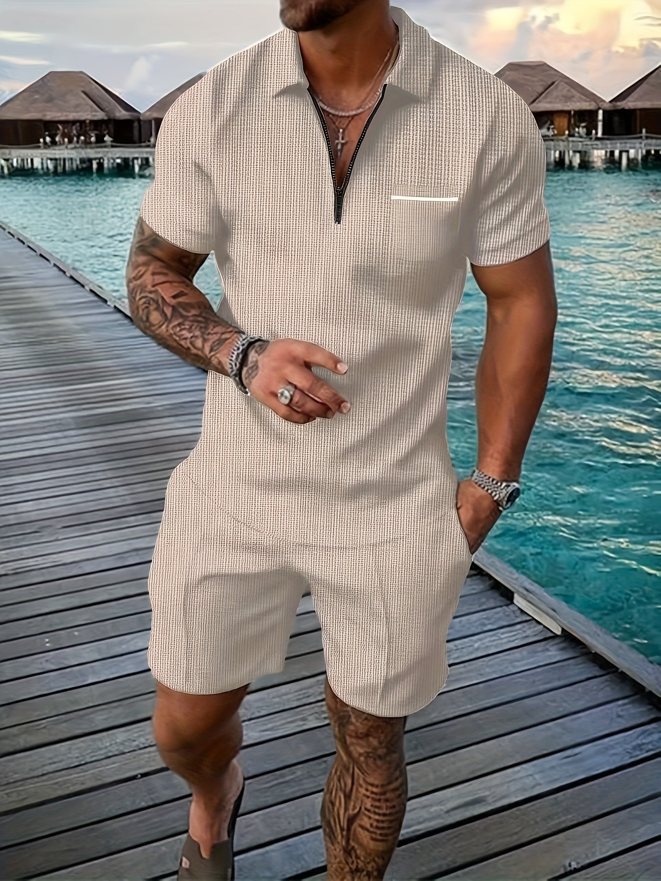 Fallon | Herenset 2-delig zomerpolo - Casual lichtgewicht outfit