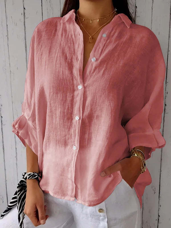 Halldora | Blouse met strikceintuur op de rug - Elegante top met lange mouwen