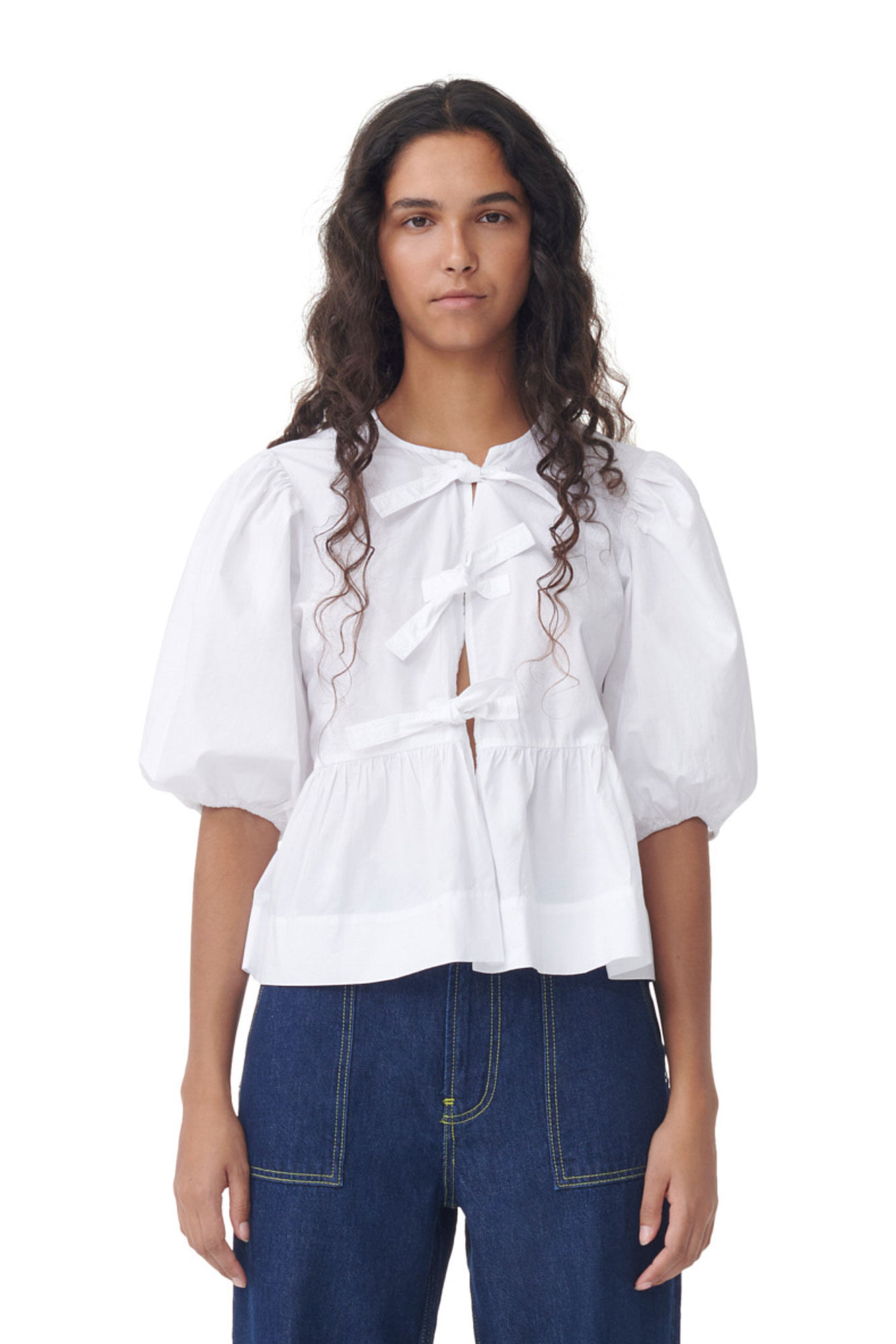 Berynth | Damesblouse met pofmouwen en striksluiting - Elegante top