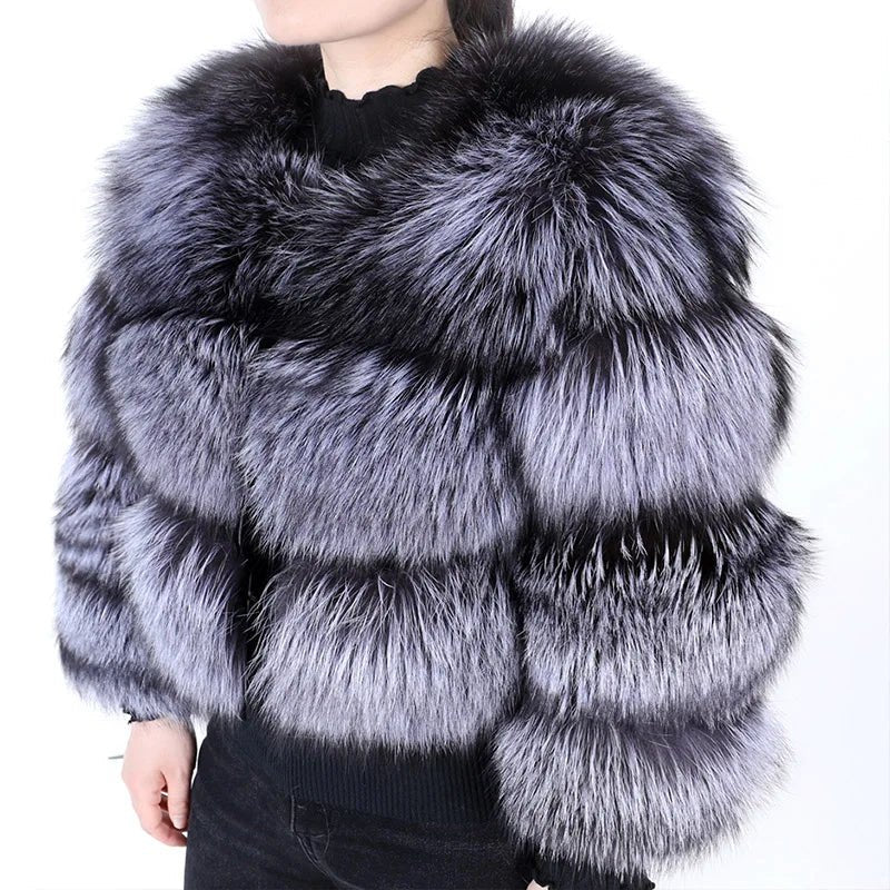 Christel | Luxe korte bontjas voor dames, warme winterjas, chique designerjas