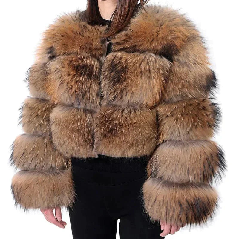 Christel | Luxe korte bontjas voor dames, warme winterjas, chique designerjas