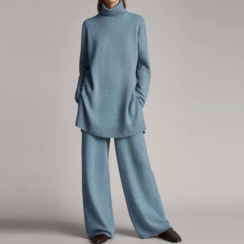 Sarina | Dames 2-delige oversized coltrui loungewear set – Casual huis- en loungewear