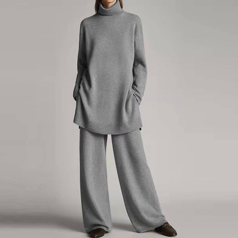 Sarina | Dames 2-delige oversized coltrui loungewear set – Casual huis- en loungewear