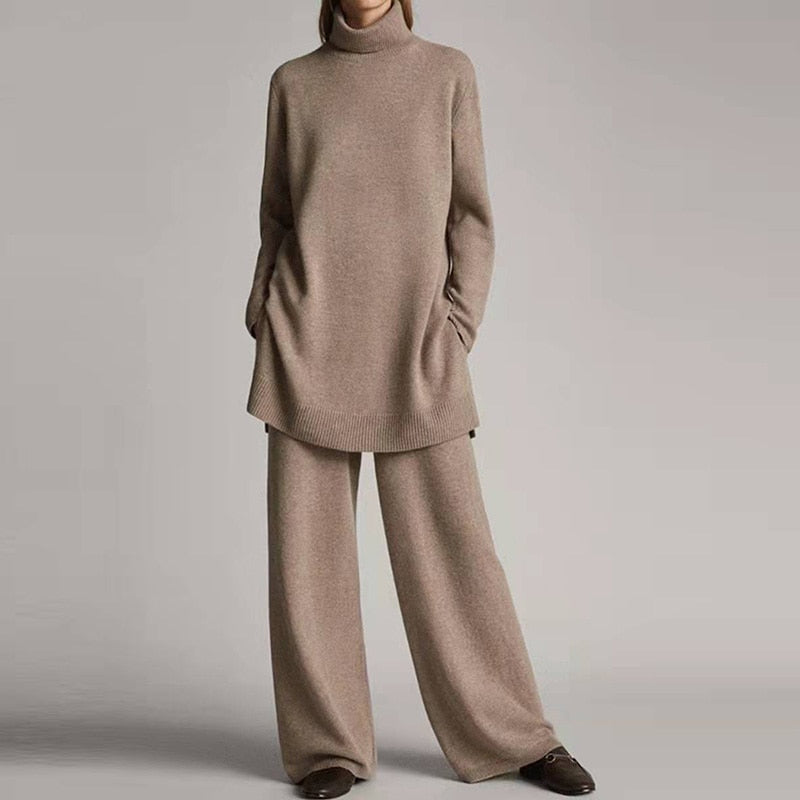 Sarina | Dames 2-delige oversized coltrui loungewear set – Casual huis- en loungewear
