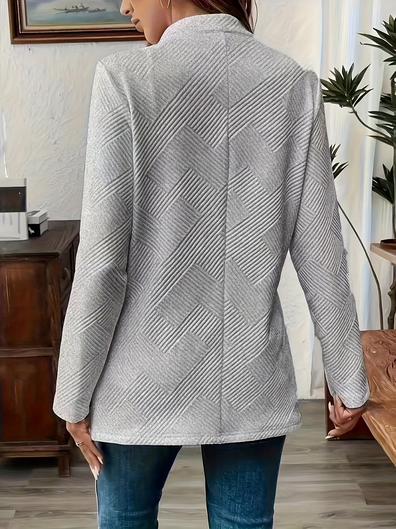 Sylaris | Casual lang damesvest - jas met knoopsluiting, gebreide structuur, stijlvolle laagjesjas