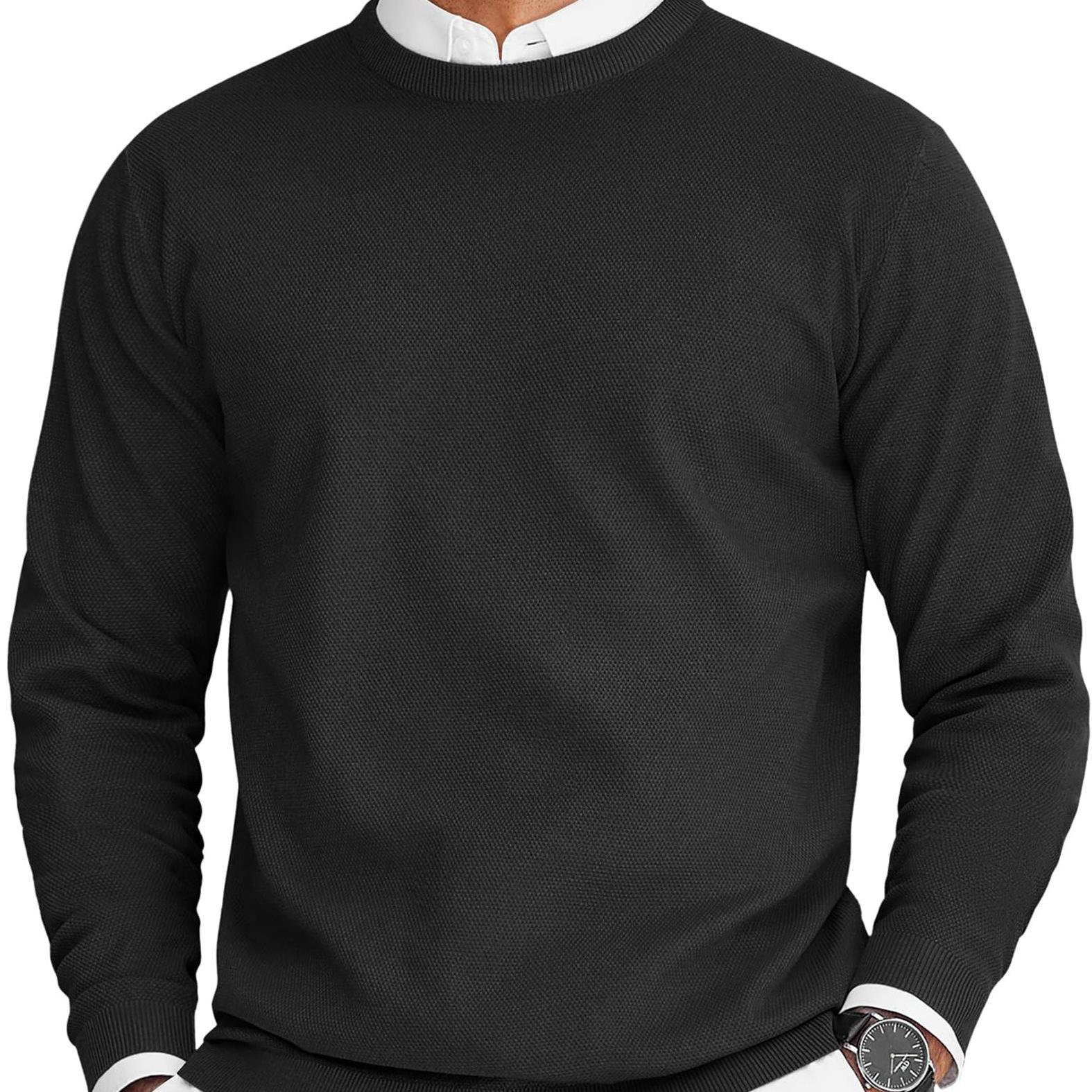 Thorrin | Klassieke gebreide heren trui, ronde hals trui, lange mouwen, effen kleur, casual voor elke dag