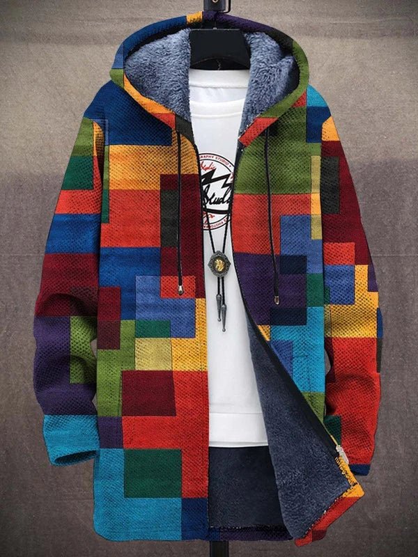 Fiorenzo | Kleurrijke abstracte jas met capuchon voor heren – Warme, lichtgewicht, casual bovenkleding