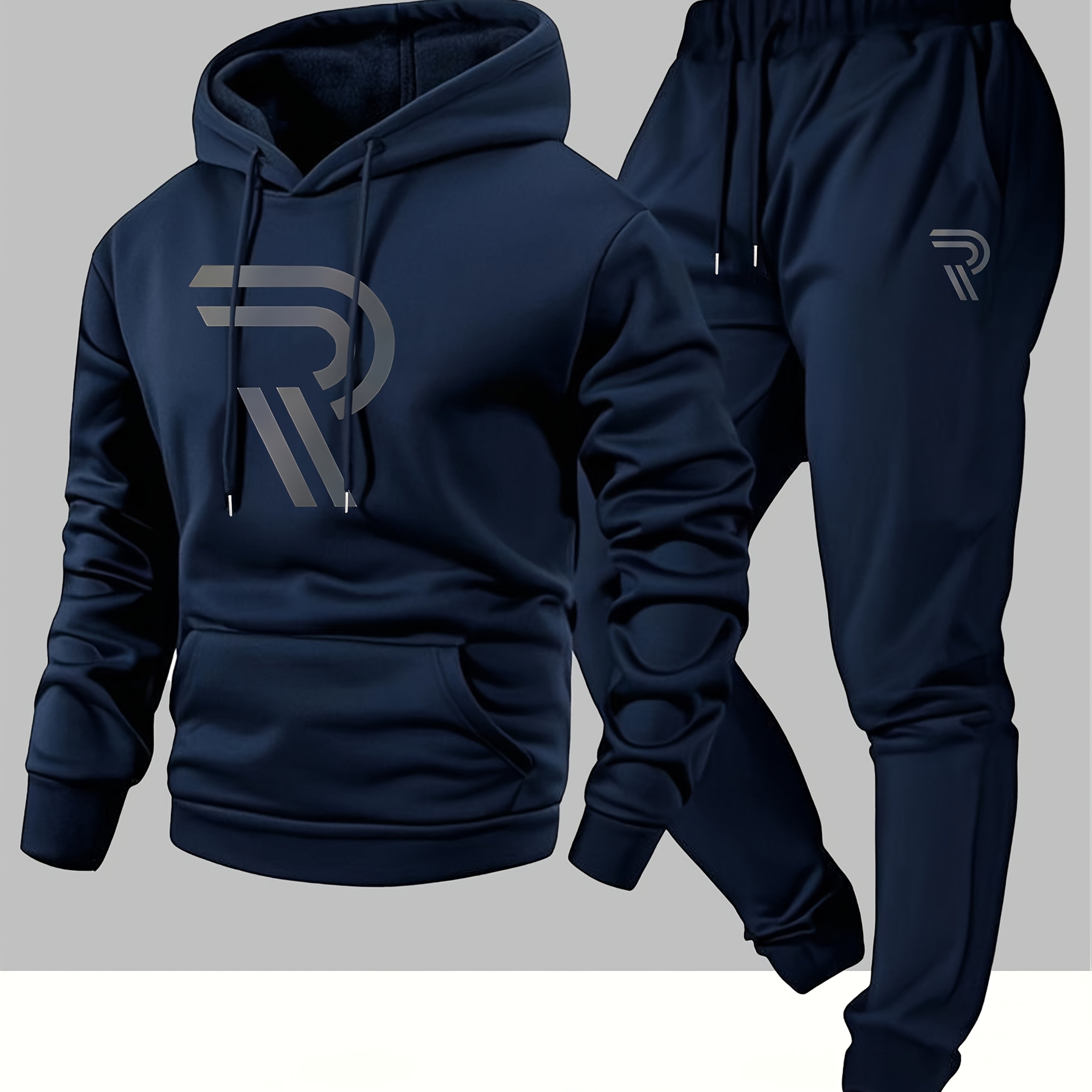 Knudsen | Sportieve hoodie en joggingbroek voor heren – “R”-logo, casual trainingspak, herfst/winter