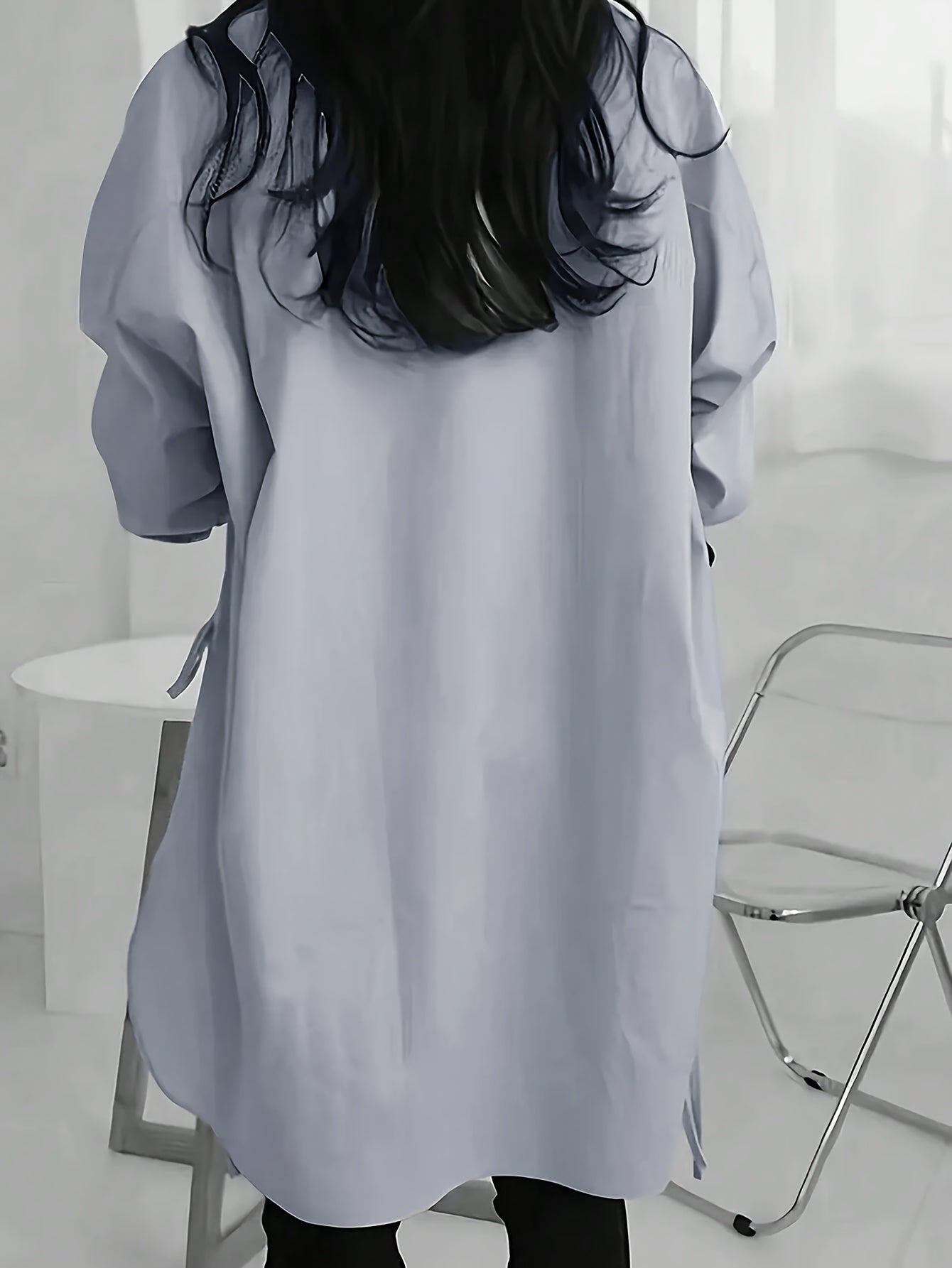 Ashford | Oversized overhemd met lange mouwen en knoopsluiting aan de zijkant