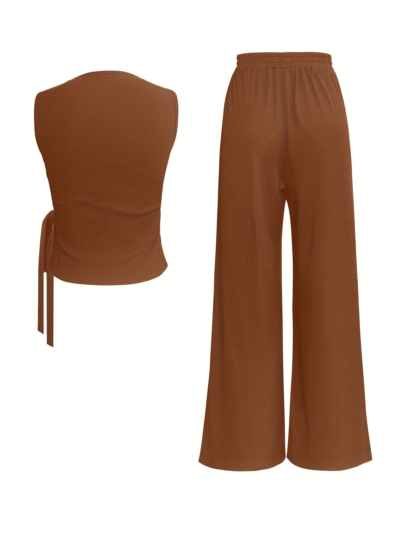 Blyra | 2-Delige geribde mouwloze top en wijde broek voor dames - zomerse lounge outfit