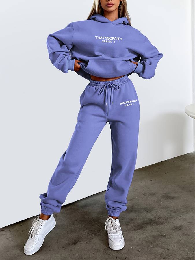 Elariana | Comfortabele hoodie met print en joggingbroek voor dames – Zachte loungesportpak