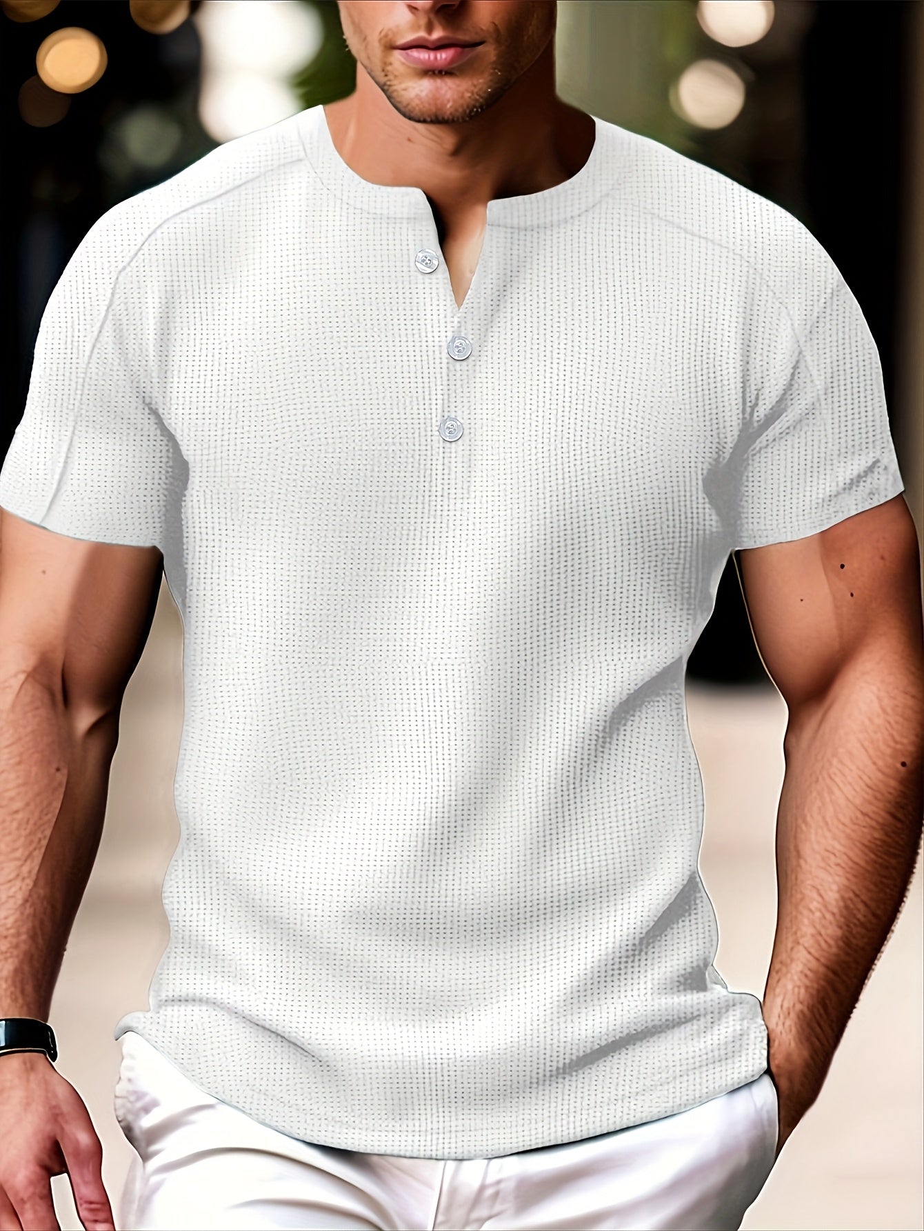 Wallace | Herenhemd met korte mouwen - Lichtgewicht gebreid wafel T-shirt