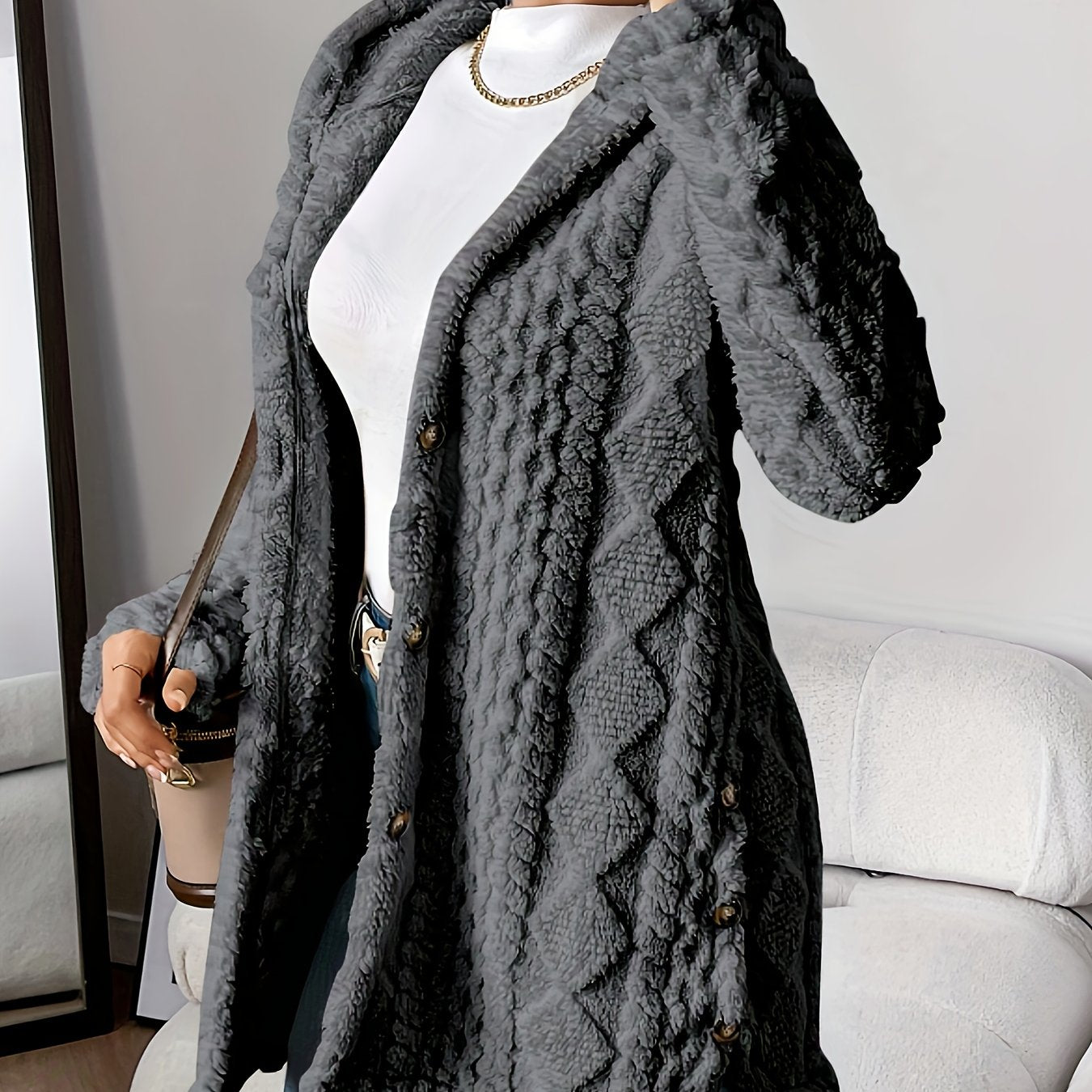 Palithra | Dames Fluffy Lang Capuchonvest – Losse Pasvorm, Zachte Nepbont voor Herfst & Winter