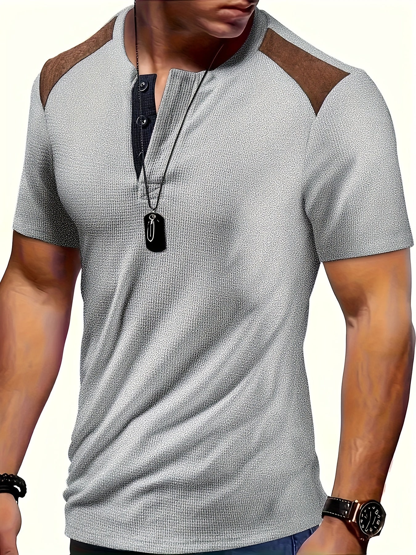 River | Herenhemd met wafelstructuur - Casual shirt met korte mouwen en twee kleuren