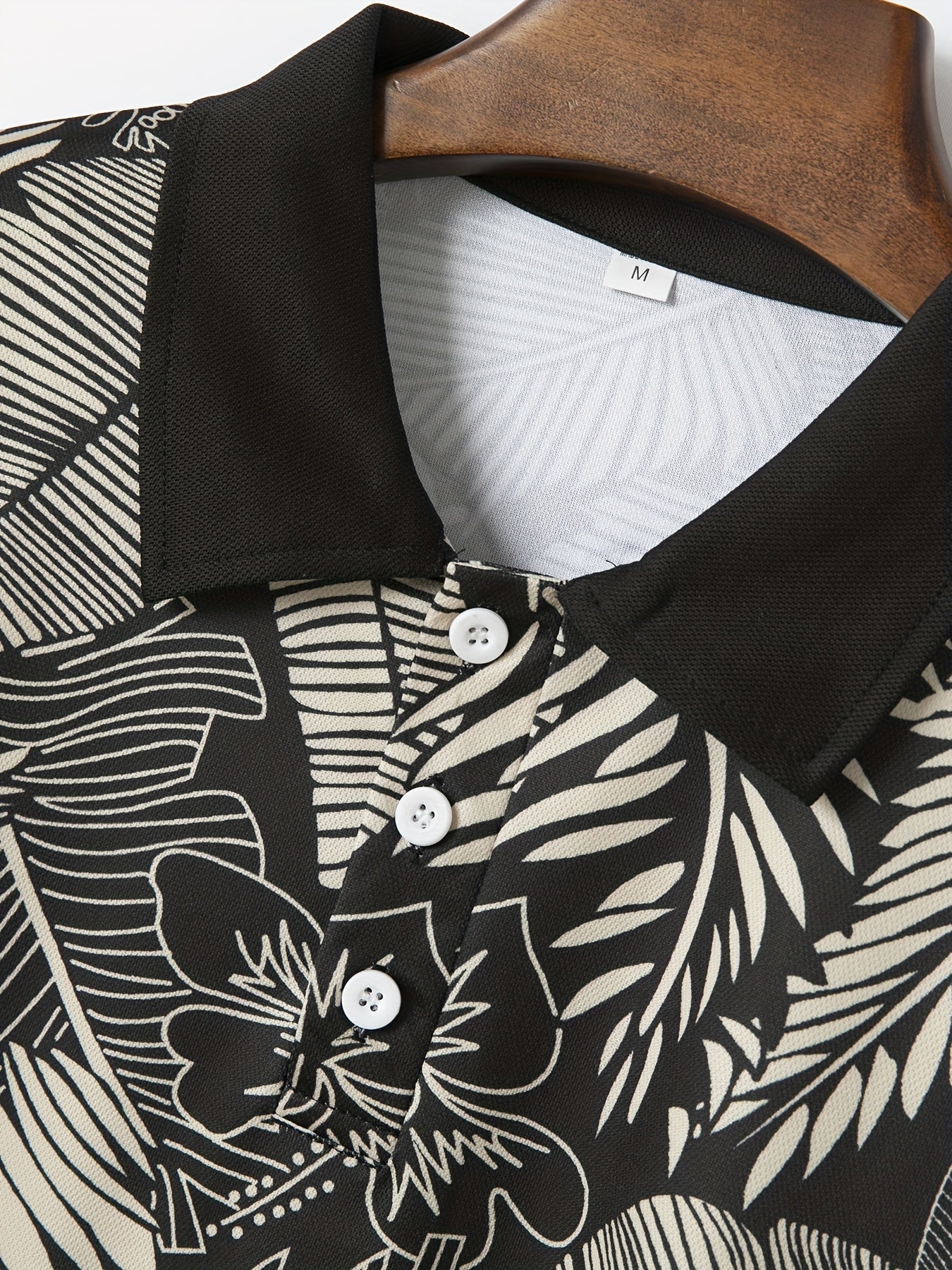 Virgil | Herenpoloshirt met tropische bladerenprint - korte mouwen, regular fit