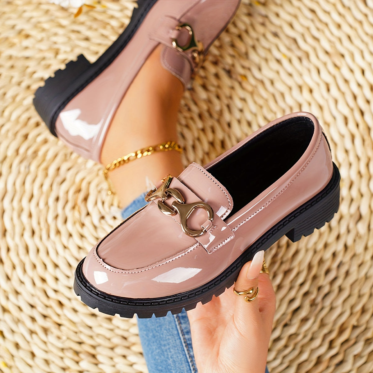 OutStride | Vrouwenglanzende Loafers - Slip-On Schoenen met Britse Stijl