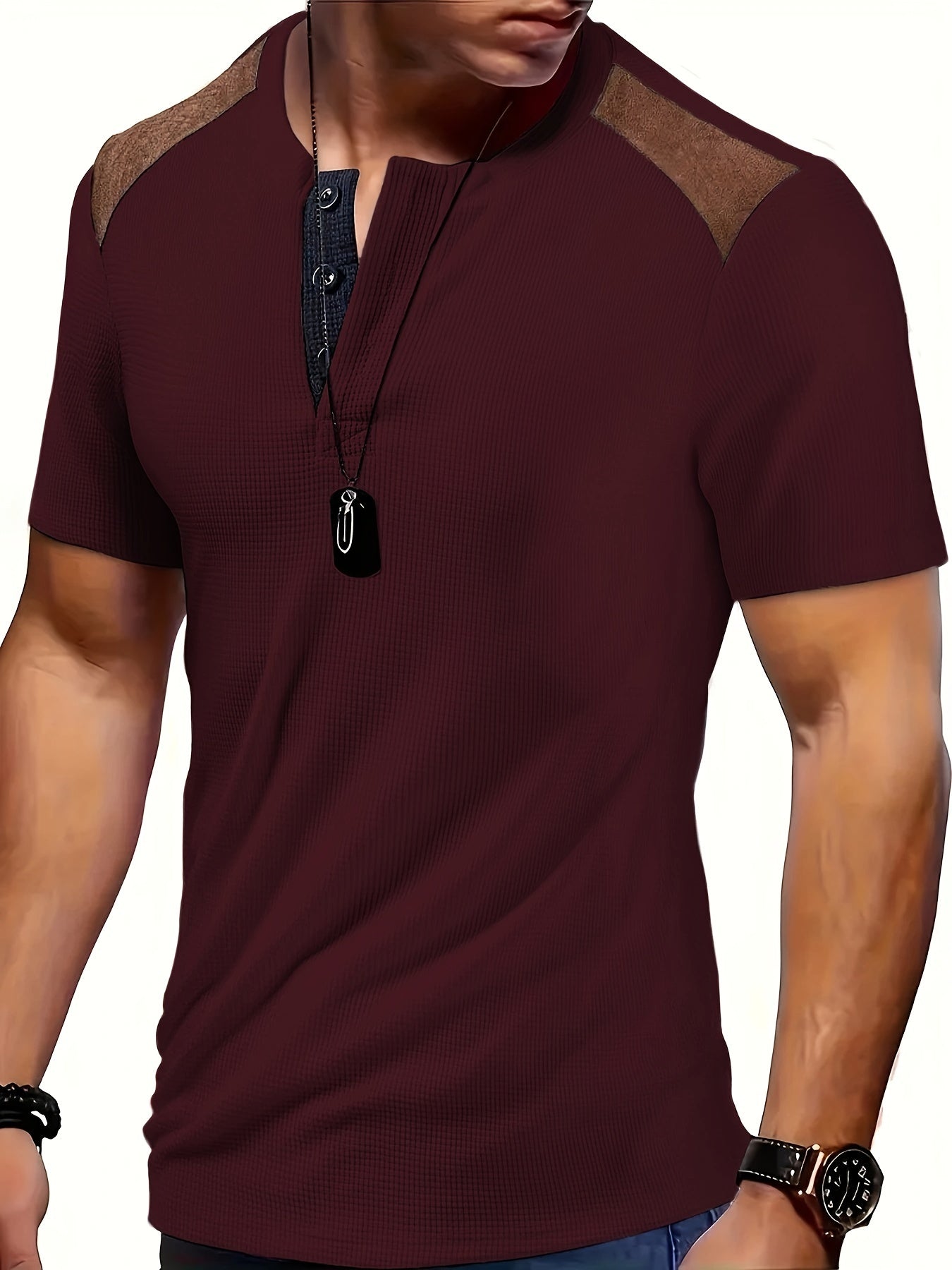 River | Herenhemd met wafelstructuur - Casual shirt met korte mouwen en twee kleuren