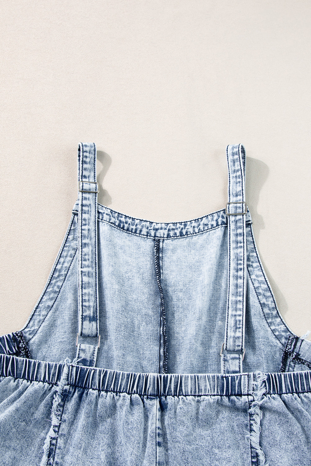 Maeryn | Mouwloze Denim Overall met wijde pijpen - Gerafelde zoom, open naden, casual jumpsuit