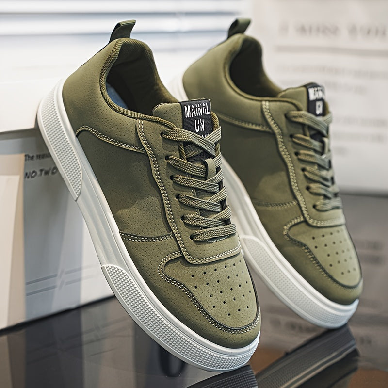 StridePro | Casual platte herensneakers - veterschoenen, comfortabel, duurzaam voor dagelijks gebruik