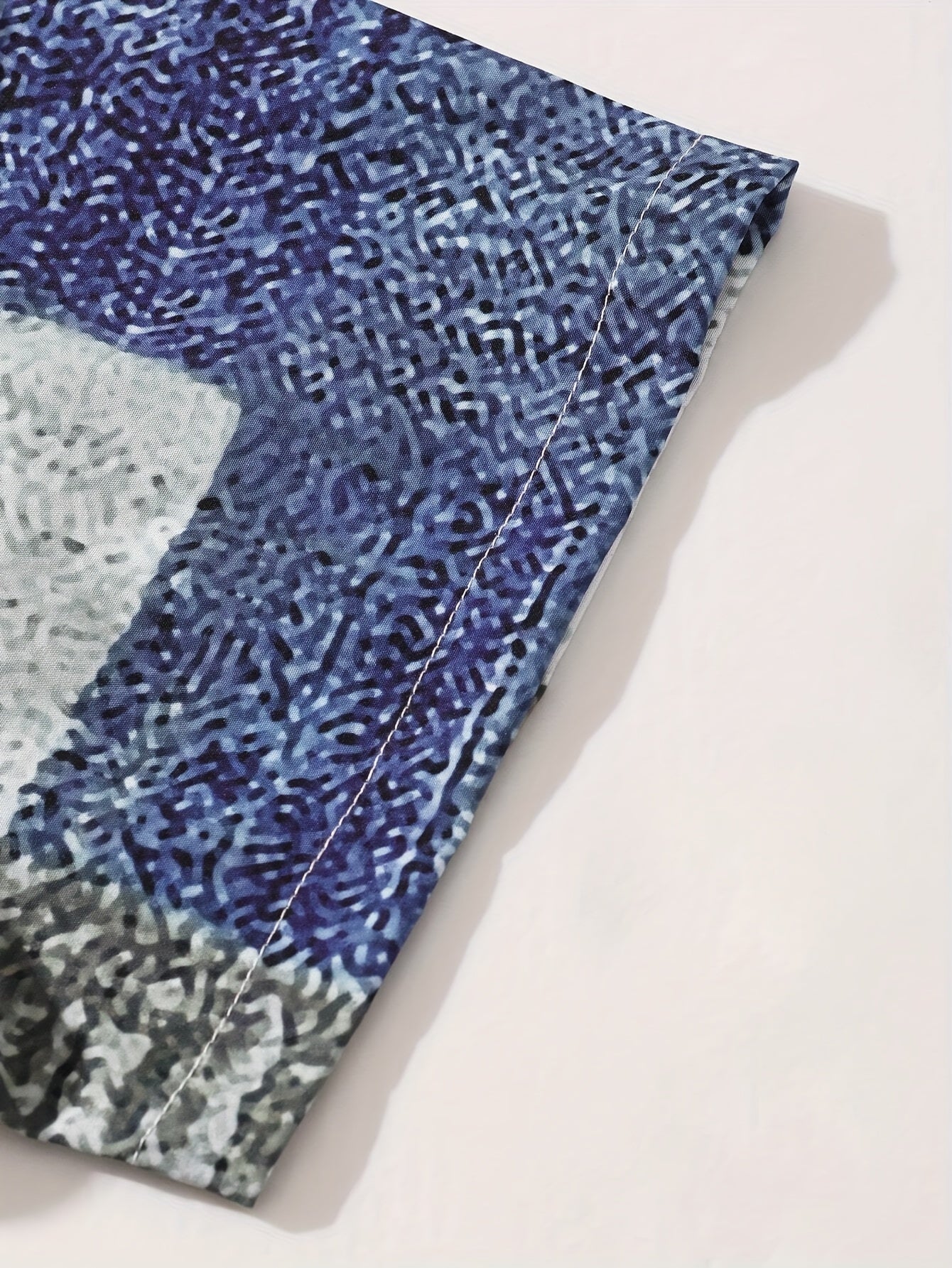 Royce | Casual herenoverhemd met korte mouwen en patchworkprint in contrasterende kleuren