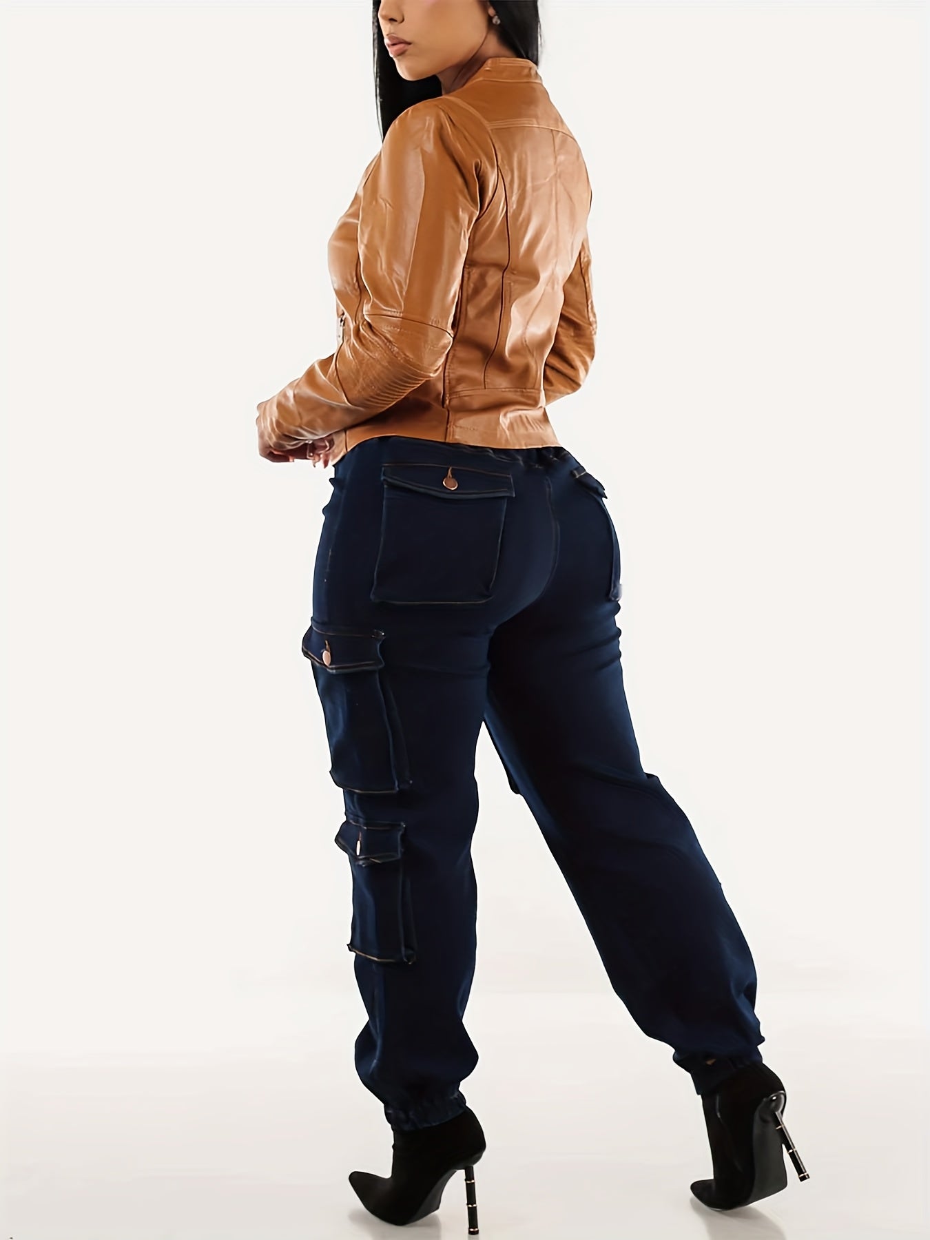 Vjollca | Cargo jeans met hoge stretch voor dames - handige zakken, comfortabele pasvorm
