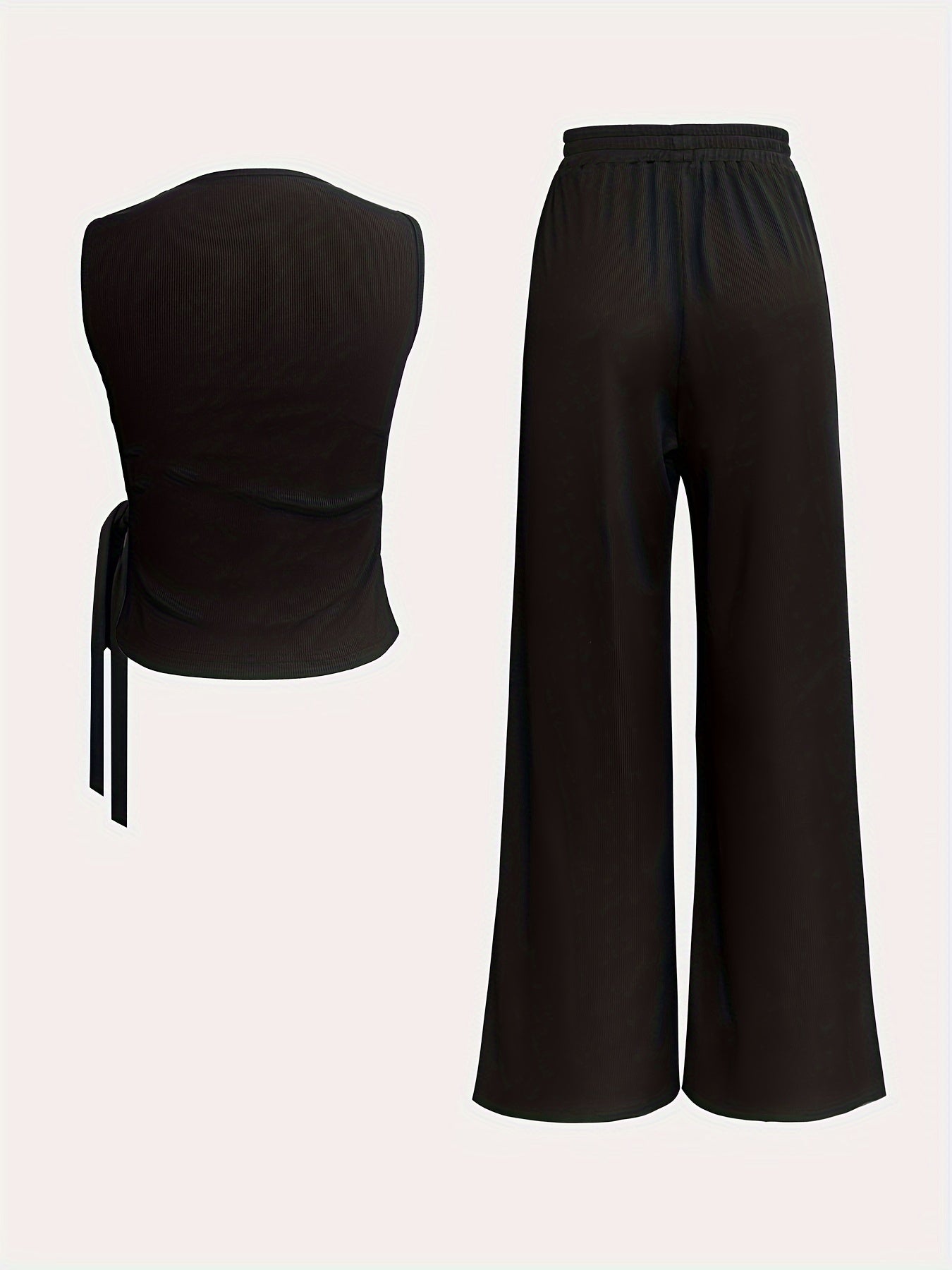Blyra | 2-Delige geribde mouwloze top en wijde broek voor dames - zomerse lounge outfit